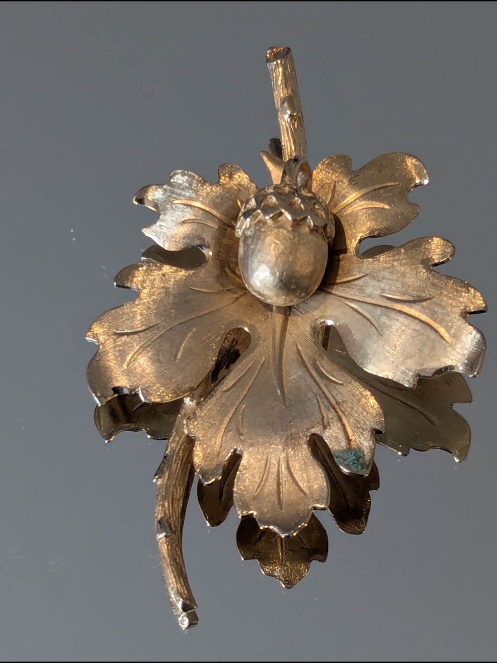 Gold Leaf and Acorn Brooch -